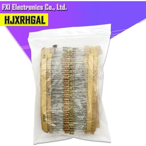 860pcs/lot Carbon Film Resistor Kit 1/4W 5% resistors assorted kit set 43values*20pcs Resistance 1R - 1M Ohm 0.25W resistor pack