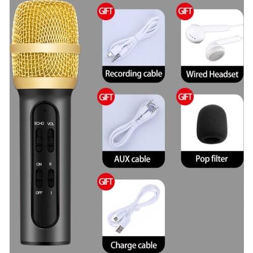 C11 Mobile Phone Karaoke Condenser Sound Card Microphone, National Karaoke Live Singing Microphone, Mixing Adjustment