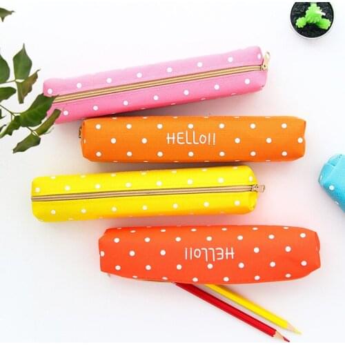DL Korean wave strip bag pupils Korean small fresh candy color canvas bag pencil stationery bag for children