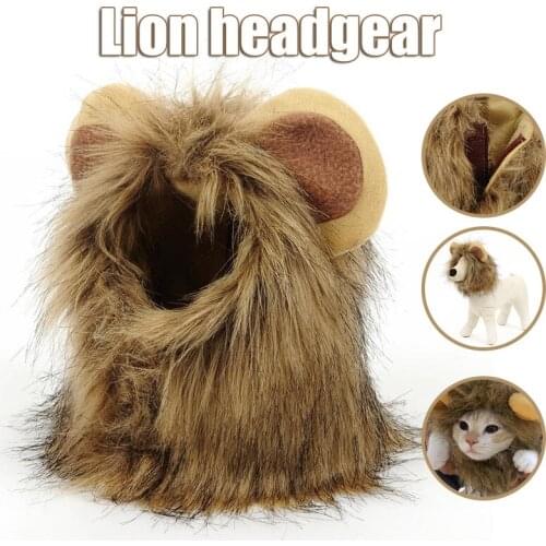 Lion Mane Costume Cat Pet Wigs with Ears Cute Funny Dog Headdress for Holiday Cosplay Party Free Cat Supplies Pet Products Home