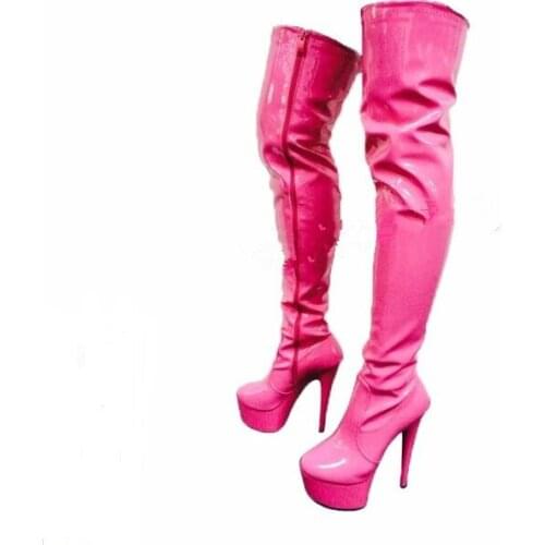 Fashion Pink Over Knee Length Boots Women Plus Size Ladies Party Boots Botas Mujer Botines Mujer 2019 Fashion Boots