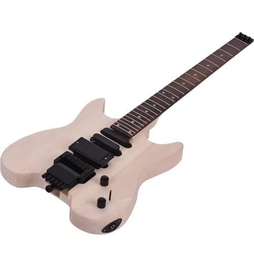 NEW arrival ammoon Unfinished DIY Electric Guitar Kit Basswood Body Rosewood Fingerboard Maple Neck Special Design