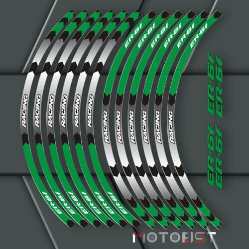 A set of 12pcs high quality motorcycle wheel decals waterproof Reflective stickers rim stripes For KAWASAKI ER-6F