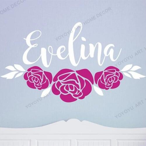 Roses with Custom Name Wall Decal Beauty and the Beast Inspired wall decal Personalize floral sticker rose Vinyl wallpaper wx308