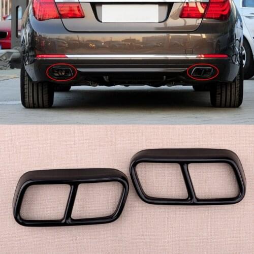 1Pair Black Car Exhaust Muffler Pipe Tip Cover Trim Fit For BMW 7 Series F01 F02 F04 2009 2010 2011 2012 2013 2014