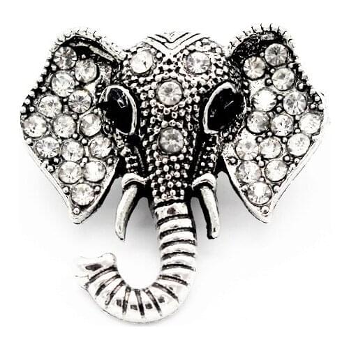 Newest 6pcs/lot Vintage Elephant Snap Jewelry Crystal Button Charms Lucky Gift Fit 18mm Snap Button Bracelet DIY Jewelry Making