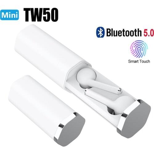 New TW50 Bluetooth sports headset TWS handsfree Bluetooth 5.0 with smart touch dual microphone wireless headset