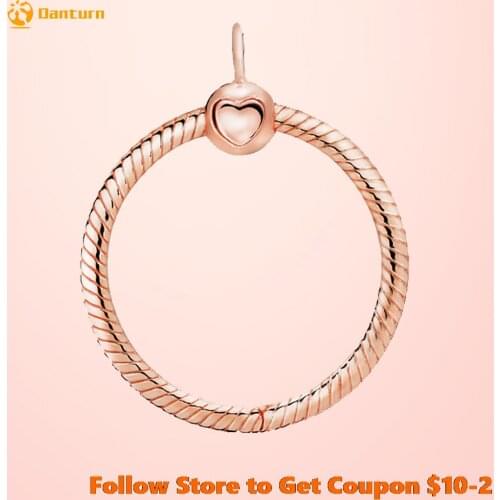 925 Sterling Silver Beads Color Rose Red O Pendant fit Original Pandora Necklace Women DIY Jewelry