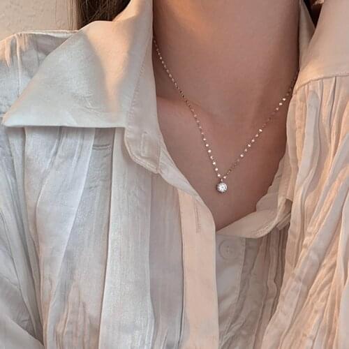New Ins Style Simple Gold Silver Color Chain Crystal Necklaces for Women Girl Statement Necklace Charm Party Jewelry Gift