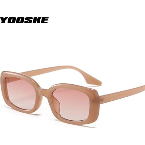 YOOSKE Small Square Sunglasses Men Women 2021 Luxury Brand Designer Brown Pink Sun Glasses Ladies Rectangle Goggles Shades UV400
