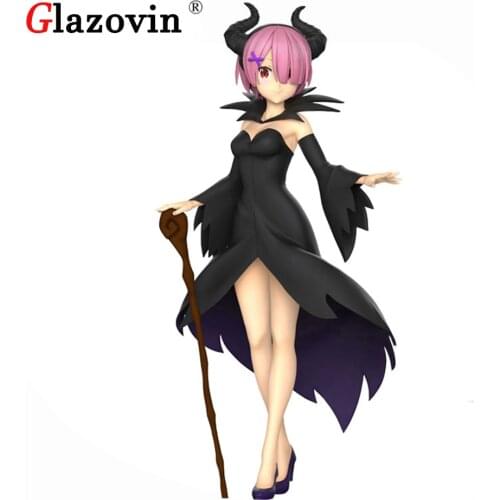 Glazovin Original Genuine FuRyu Re:Life In A Different World From Zero Ram Sleeping Beauty Black Dress PVC Anime Action Figure