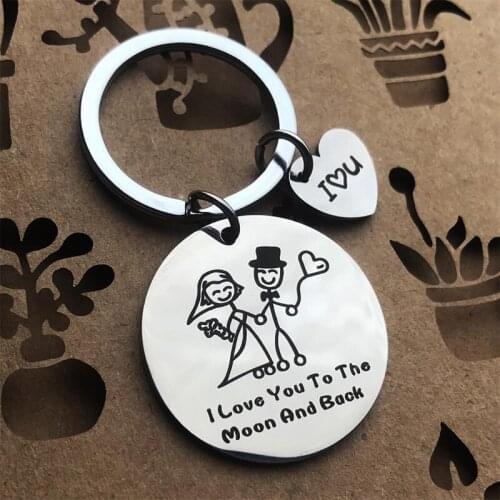 Couple Gifts Boyfriend Birthday Gift Beautiful Love Record Stainless Steel Material Round Personalized Creative Keychain