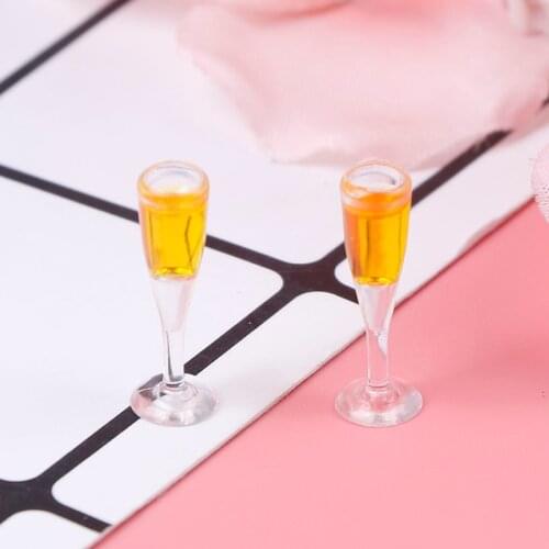1:12 Resin Dollhouse Mini Champagne Water Cup Miniature Dollhouse Accessories Cups Toy Mini Decoration Gifts 2pcs/lot