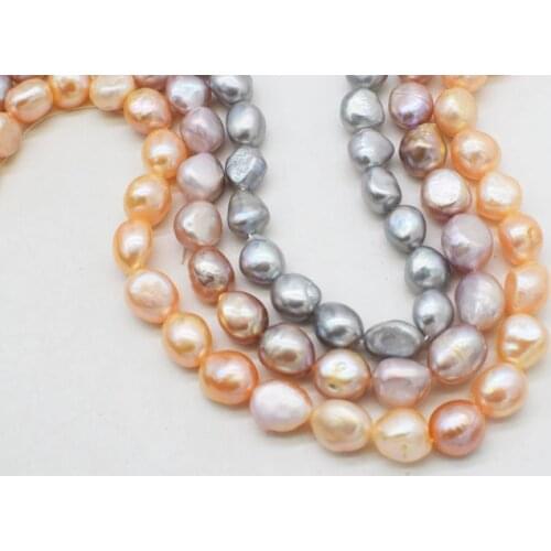 Freshwater pearl gray pink purple 9-13mm baroque 15" FPPJ wholesale beads nature loose beads for DIY jewelry
