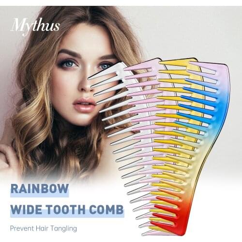 Professional Rainbow Wide Tooth Comb Men Oil Head Comb Multipul Hairdressing Haircut Comb Salon Barber Tools For Hairdresser