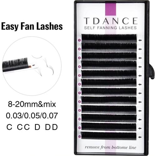 TDANCE Easy fanning Fast Fan Blooming Eyelash Extensions Individual Lashes Automatic High Quality Flowering Volume Eyelash