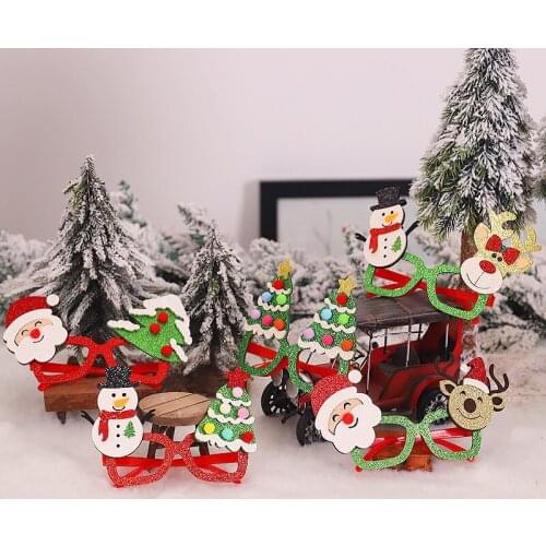 Christmas Glasses Santa Claus Snowman Snowflake Tree Elk Paper Glasses Party Photo Props 2021 Christmas Decoration For Home