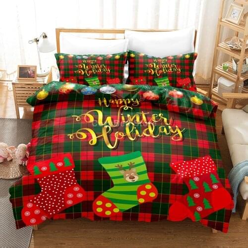 Merry Christmas Gift 3d Bedding Set Duvet Cover Sets Luxury Comforter Bed Linen Twin Queen King Single Size Dropshipping Santa