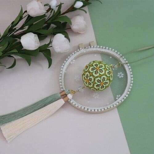 Green pattern Temari hand ball/Temari ball Material package(make by yourself) DIY Key buckle Pendant gift