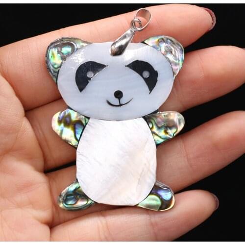 Handmade Animal Natural Shell Charms Fashion Mother of Pearl Shells Panda Pendant for Women Men DIY Necklace Jewelry Making