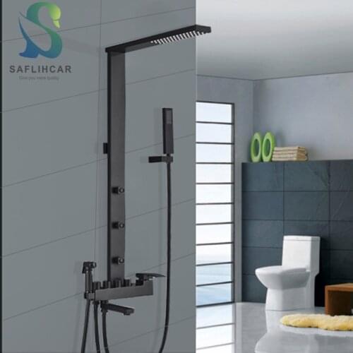 Matte Black Bathroom Shower Faucet Rain Multi-function Shower Faucet Hot and Cold Bathroom Faucet Wall-mounted Mixer Taps