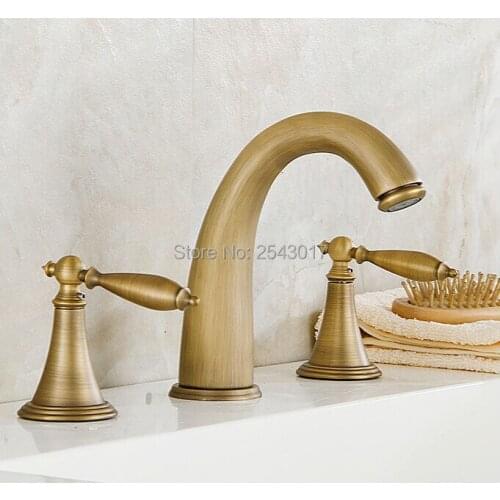 Wholesale and Retail Antique Bathtub Faucet 3 pcs Deack Mounted High Quality Lavatory Sink Mixer Tap 3 hole ZR857