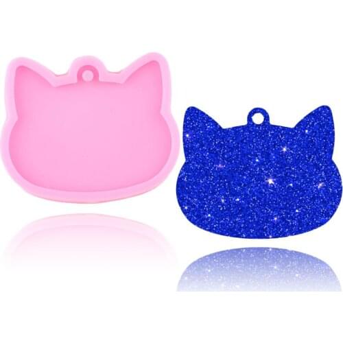 Super Glossy Cat Keychain Mold Pet Tag Pendant Polymer Clay DIY Jewelry Making Epoxy Silicone Resin Molds Chocolate Candy Mould