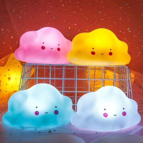 Cute Smiley Cloud LED Night Light Childrens Bedroom Lights Festival Decoration Toys Decorative Lights Party Christmas Birthday