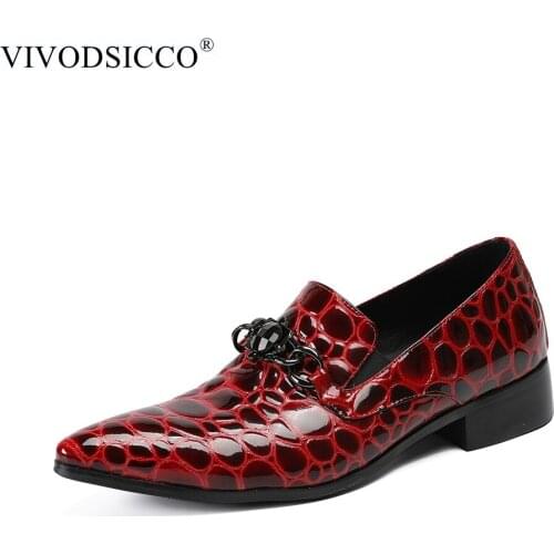 VIVODSICCO Italian Fashion Business Men Dress Shoes Genuine Leather Pointed Toe Wedding Formal Office Oxford Shoes For Men