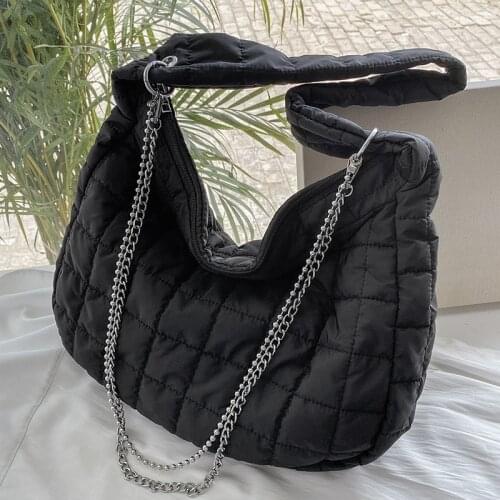 Women Down Feather Crossbody Bags High Quality Large Capacity Shoulder Bag Female Luxury Big Hobo Bag Quilted Chain Handbags Sac
