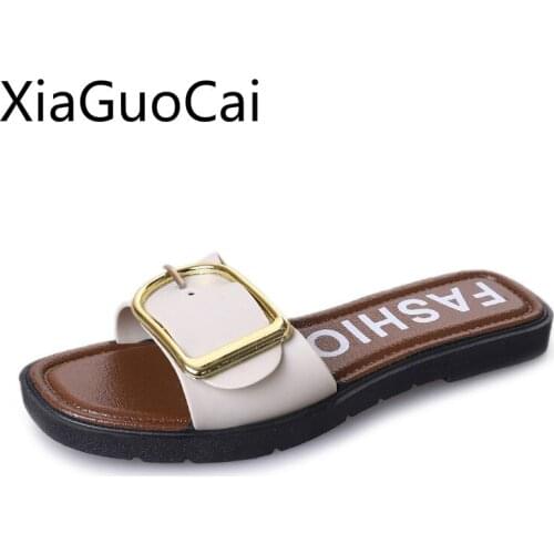 Women Slippers Outside Women Basic Buckle Dormitory Spring and Autumn Slip on Female Slippers Women Flat Slides