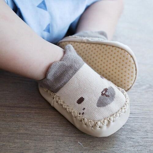 1 Pair Of Cartoon Cute Baby Toddler Shoes Non-slip Soft Bottom Floor Socks Animal Pattern Infant Socks Soft Warm Childrens Shoe