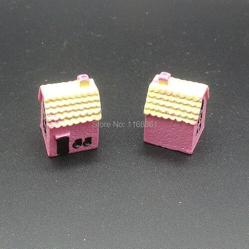 1pcs/lot Resin hot pink snow room house 19mm Ornaments Micro landscape Ornaments Creative Home Gardening Decorations A005-7