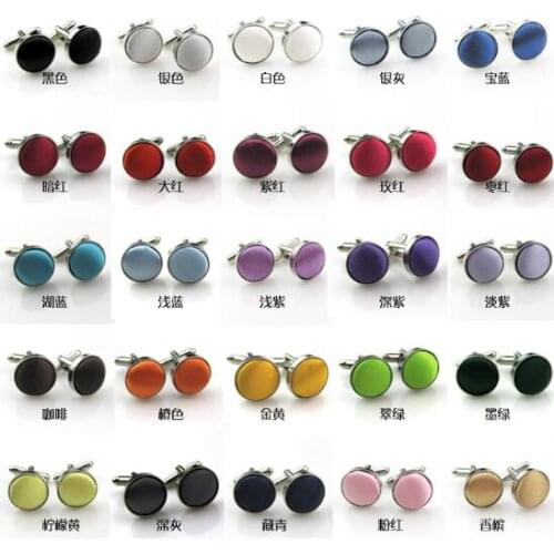100pairs/lot Round Cloth Cufflinks 25 Colors Handmade Fabric Clothes Cuff Links Mens Jewelry Business/Wedding Gift Mixorder