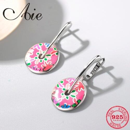 2018 Fashion DIY gift for women 925 Sterling Silver like sea-plant pink Enamel Dangle Earrings Party Jewelry