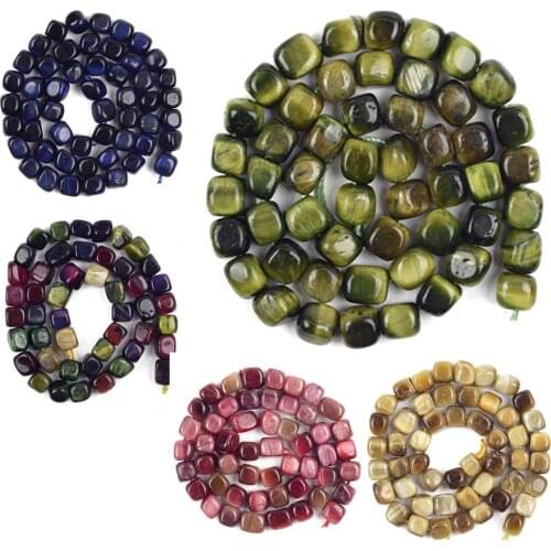 8*8mm 15” Natural Square Tiger Eye Stone Beads For Jewelry Making Spacer Loose Beads Handmade Bracelet Necklace Accessories