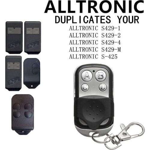 ALLTRONIC S429-1, ALLTRONIC S429-2, S429-4,S429-Mini Garage door remote control replacement clone duplicator Fixed code 433MHz