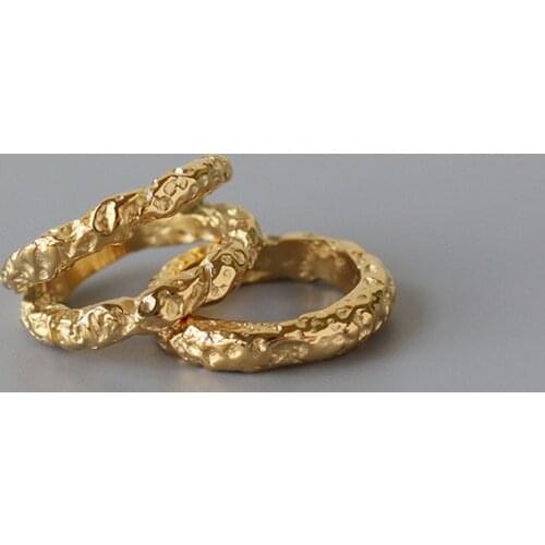 Amaiyllis 18K Gold Irregular Rings Branch Texture Bumpy Space Texture Ring For Women Party Female Bijoux Jewelry