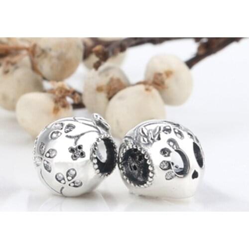 Authentic 925 Sterling Silver Creative Skull Head Fashionable Bright Beaded Fit Original Pandora Bracelet For Women Diy Jewelry