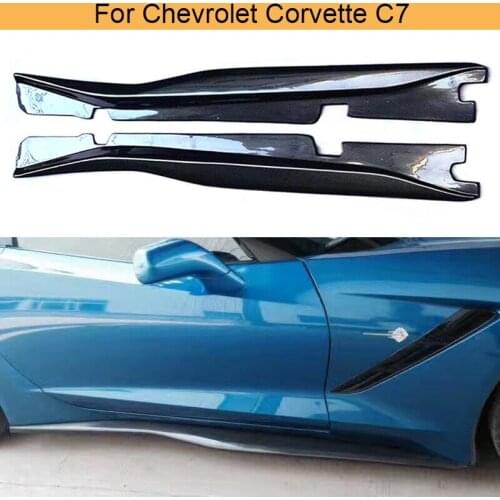 Auto Car Side Skirts Body Kit For Chevrolet Corvette C7 2013 - 2018 Car Door Bumper Lip Skirts Aprons Body Kits Carbon Fiber