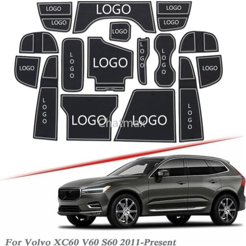 Brand LOGO Car Styling For Volvo XC60 V60 S60 2011-Present Gate slot pad Interior Door Groove Mat Non-slip dust Accessories