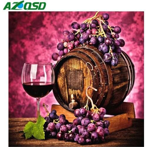 AZQSD Diamond Painting Wine Diamond Mosaic Full Drill Square Scenery Picture Of Rhinestones Needlework Craft Kit Home Decoration