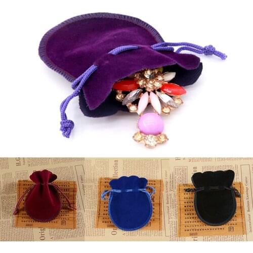 Velvet Jewelry Bag White Red Black Pink Green Drawstring Pouch Calabash Shape Earphone Gift & Protection Packing Bags