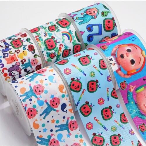 Free shipping 3 Inch 75 mm Cartoon Printed Grosgrain Ribbons for Bows Craft Suppliers 52200