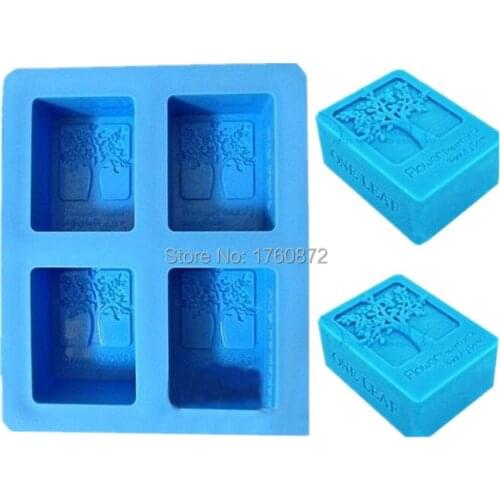 Free shipping Wholesales 4 Hole tree Modelling soap mold silicone cake mold fondant chocolate mold handmade soap mold
