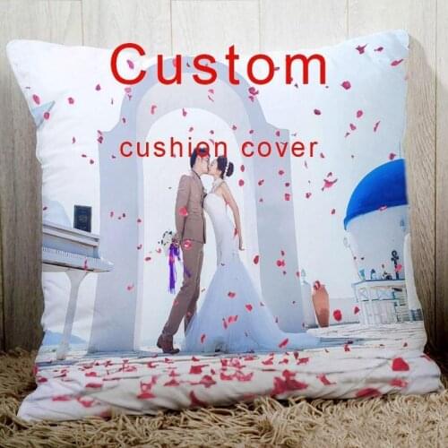 Custom cushion cover with your wedding pictures,Choose Your Text Logo or Image 18\" Personalized pillow case for sofa bed chair