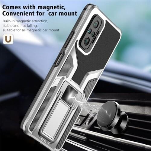 For Xiaomi Redmi Note 10 Pro 2021 Military Back Case Luxury Magnetic Ring Holder Phone Cover Redmi Note 10 Pro Max Stand Fundas