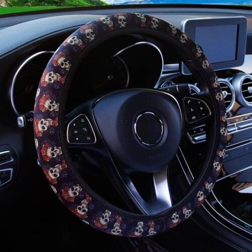 Terror Series Skull Elastic Steering Covers Auto Decoration Interior Accessories Universal Car Styling Anti-slip
