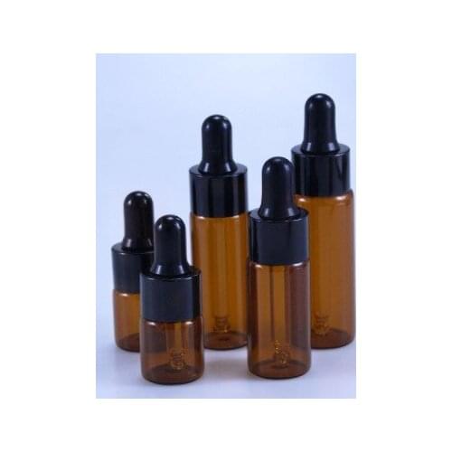 50pcs/lot 5ml 10ml 15ml 20ml Amber Glass Dropper Bottle Jars Vials With Pipette For Cosmetic Perfume Essential Oil Bottles