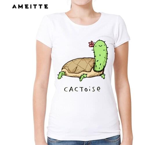 Funny cute plant succulent turtle t-shirt womens novelty cacti animal t shirt summer hipster short sleeve tops tee